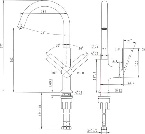 Смеситель для кухни STWORKI HDA4228XH2 в Железноводске